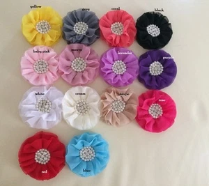 DIY LARGE Parisian Chiffon Flower with Pearl & Rhinestone Embellishment - Picture 1 of 17