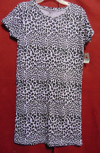 Girls Size L (14-16) Purple & Black Cheetah Leopard Animal Print Shift Dress NEW