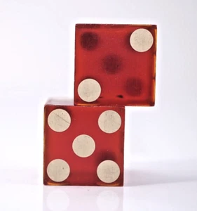 Vintage 1960's Cherry Red cellulose acetate Casino Dice Set Translucent 3/4" - Picture 1 of 5
