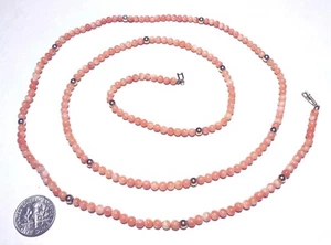 COLLAR CORAL PIEL ÁNGEL CUENTAS 3,20 mm ORO 14k DE COLECCIÓN 34" 16,76 gramos - Imagen 1 de 3