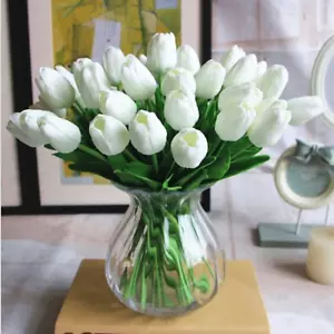 PU Fake Tulips Real Touch Artificial Flowers 10Pcs Flower Arrangement Bouquet fo - Picture 1 of 12