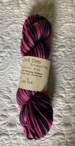 Knitterly Things Vesper Self Stripping Sock Yarn Hand Dyed "Lady Bee" Pink/Black - Picture 1 of 3