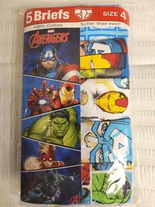 Marvel Avengers 5 Pack Briefs - Size 4 - 100% Cotton - **NEW** J - Picture 1 of 3