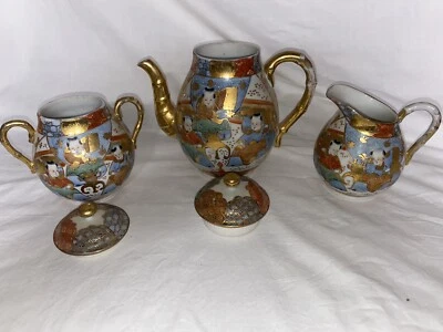Antique/Vintage Early 1920’s Satsuma Porcelain Gold Tea Set - Image 1 of 4