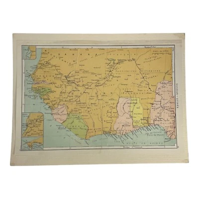Antiguo Sahara Sudán África Mapa Golfo de Guinea Liberia Senegal Lagos Foto 1 de 4