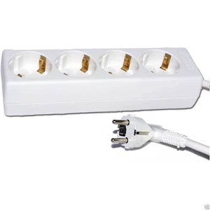 3M 4 Voie Gang Européen 16 Amp Rallonge Schuko Prises Blanc [006074] - Afbeelding 1 van 3