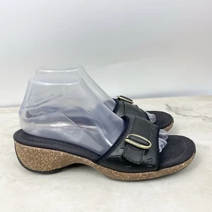 Merrell Sandals Women Size 9 Shoes Low Heel Slides Slip On Black Leather Buckle - Picture 1 of 10