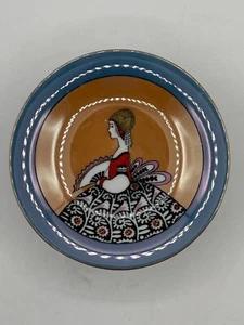 Antique 1920's Old Noritake Morimura Lusterware Footed Compote Blue Peach Orange - Picture 1 of 9