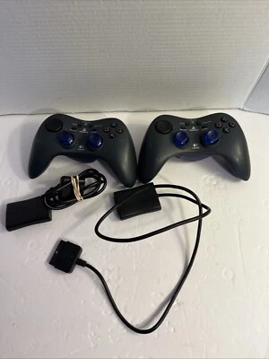 2 Logitech Cordless Action Controller Sony PS2  G-RA4B With 3ft Dongle C-X2A10A - Image 1 of 4