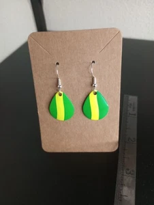 Gelb und grün gestreifte Spinner Klinge Ohrringe, Colorado Spinner - Bild 1 von 2