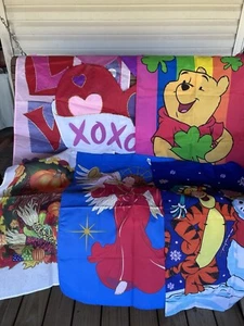 Lot Of 14 Large Garden Flags Seasonal Christmas Thanksgiving Valentines Pooh - Picture 1 of 14