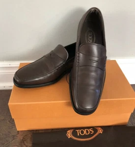 TODS Cuero Marrón Penny Mocasines Quinn Driver Zapatos Talla Euro 8 1/2 - Imagen 1 de 5