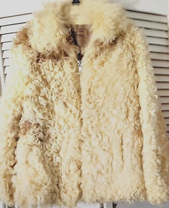 Chaqueta De Colección MARSHALL FIELD Crema Rizada Cordero Mongol Cremallera Corta Frontal S - Imagen 1 de 9