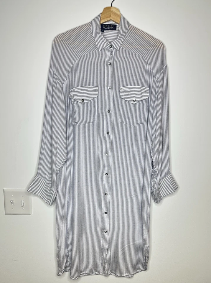 Vestido Camisa Deportivo A Rayas The Kooples Talla 2 Rayón Blanco Azul Foto 1 de 4