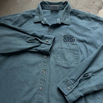Vintage 90s Penn State Nittany Lions Button Down Shirt Embroidered Logo Green XL - Image 1 of 4