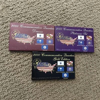 (4) 2000 Commemorative Quarters Sets- D, P, Platinum, Gold - Image 1 of 4
