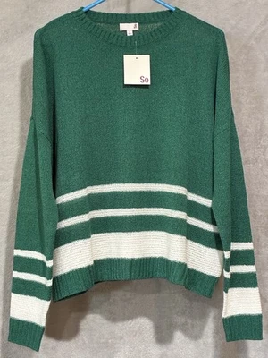 SO Women's Green/White Sweater Size Large New With Tags - Image 1 of 3