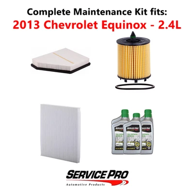 2013 Chevrolet Equinox 2.4L Complete Cabin, Air & Oil Filter Kit (5W-30) - Изображение 1 из 4