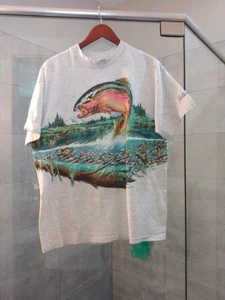 Yellowstone Wildlachs T-Shirt Herren Large Yellowstone Park Wildlachs Grau - Bild 1 von 5