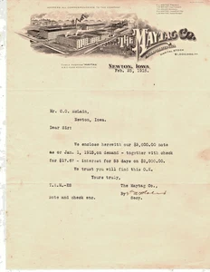 1915 Maytag Company Letterhead Newton Iowa Hand Signed by T A Moler - Picture 1 of 1