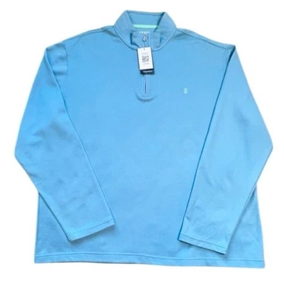 Izod Men’s XXL Eastport Quarter Zip Sweater Azure Blue Preppy Long Sleeve  - Image 1 of 4