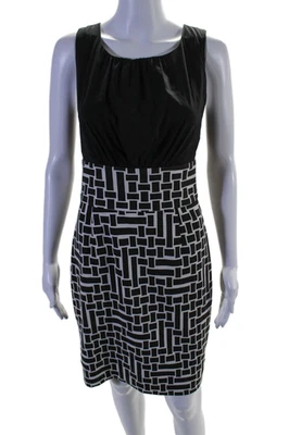 Trina Turk Womens Silk Zip Colorblock Sleeveless Short Dress Black Size 8 - Image 1 of 4
