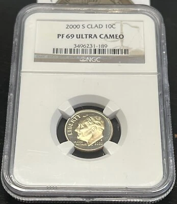 2000-S ROOSEVELT DIME NGC PF69 ULTRA CAMEO..ACTUAL COIN #G516 - Image 1 of 2