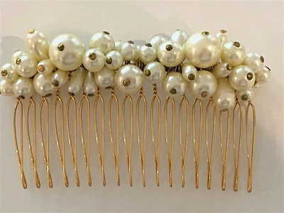 Peine de Pelo De Colección Perla Dorado Giro Elegante Boda Novia Pasador Clip Elegante Foto 1 de 4