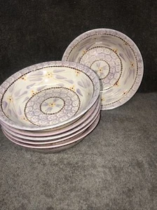 Temptations By Tara Old World LILAC Set Of 6 Soup Bowls 7 1/2” Purple Floral - Picture 1 of 5