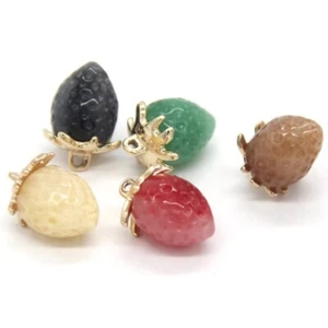 20pcs Metal Shank Buttons Mini Strawberry Resin Pendant Ornaments Sweater Sewing - Picture 1 of 13