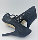 Occasions By Casandra Lace Peep Toe Heels In Black  UK 4  -  Shoe Shelf