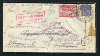 Zeppelin 1930 LZ 127 Sieger 59B S.A. Cubierta de luto Flight Brazil Post to Germany Foto 1 de 2