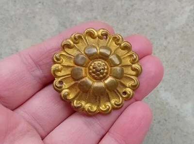 Ancienne décoration ROSACE cache clous? Cache support? en bronze ou laiton N°97 - Photo 1/4