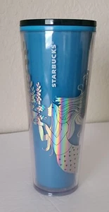 Starbucks 2021 Tumbler Color Changing Holiday Blue Mermaid Venti 24oz Cup Lid - Picture 1 of 7
