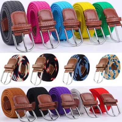 COMET ENZO MENS STRETCH BELTS LADIES ELASTICATED WOVEN BRAIDED BELT METAL BUCKLE GIFTS