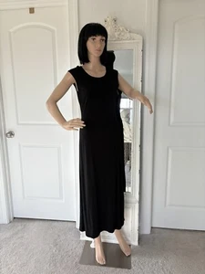 Vintage 90s Black Petite Sophisticate Stretch Body Con Maxi Dress Sz SM - Picture 1 of 10