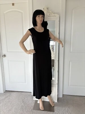 Vintage 90s Black Petite Sophisticate Stretch Body Con Maxi Dress Sz SM - Image 1 of 4