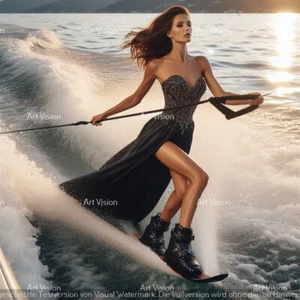 Eleganz auf dem Wasser, Wasserski Original auf Leinwand von Klaus Zirngibl - Bild 1 von 1