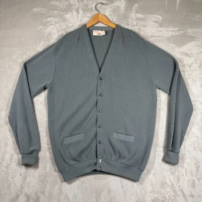 VTG 70s 80s The Fox Collection Mens Size XLT 48 Cardigan Sweater Dusty Gray Blue - Image 1 of 4