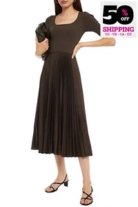RRP €534 THEORY Midi Dress Size XS Concertina Ribbed Knit Lined U-Neck - Picture 1 of 9