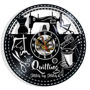 Máquina de coser acolchado puntada por puntada vinilo reloj de pared discos decoración artística regalo - Imagen 1 de 5