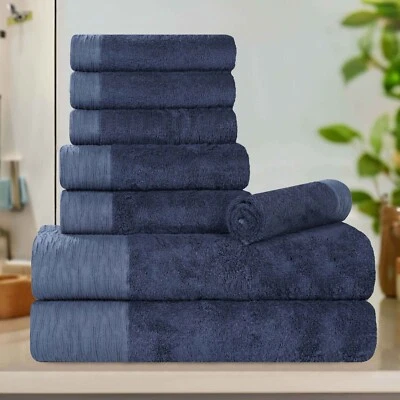 Rayon From Bamboo Cotton Blend Eco-Friendly Absorbent 550 GSM 8 Piece Towel Set - Image 1 of 3