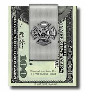 FIRE FIGHTER Stainless Steel MONEY CLIP Firefighter Rescue FIREMAN Cross Hero P' - Picture 1 of 15