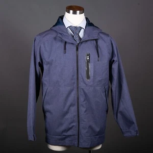 Falls Creek Performance Rain Jacket Size Large Hooded Blue Zip Pockets Casual - Picture 1 of 7
