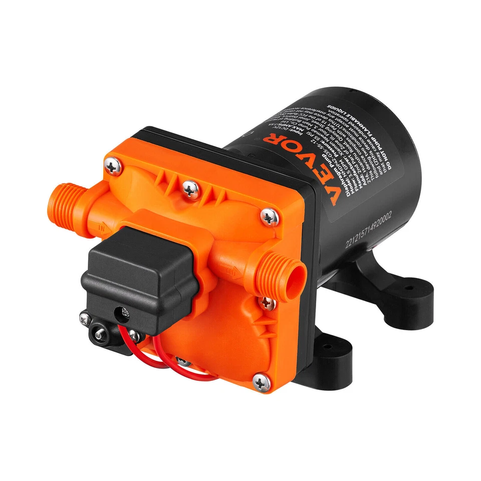 VEVOR 12V 55PSI 3.5 GPM Water Pressure Diaphragm Pump - Orange/Black (NMDP42-G35-55-12)