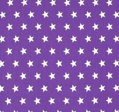Stern Sterne Baumwollstoff Stoffe 100% Baumwolle lila weiß  Star - Bild 1 von 3