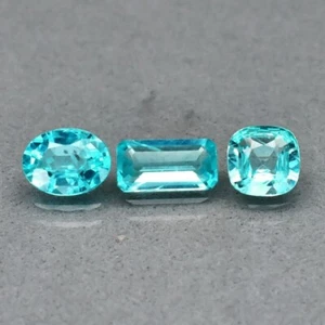 APATITE 3 Pcs Set 2.56ct Blue Neon Mix Shape VS Clarity Untreated Paraiba Brazil - Picture 1 of 24