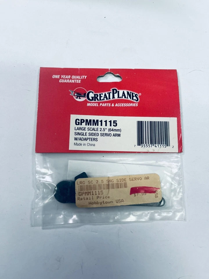 Great Planes GPMM1115 Large Scale 2.5" Single Side Servo Arm W/Adapters • - Image 1 of 1