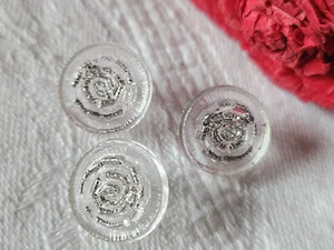 Trio boutons anciens en verre argenté 1,4 cm à pied D3I - Picture 1 of 3