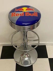 RED BULL ENERGY DRINK PREMIUM BLACK BAR STOOL ADJUSTABLE HEIGHT - Picture 1 of 9